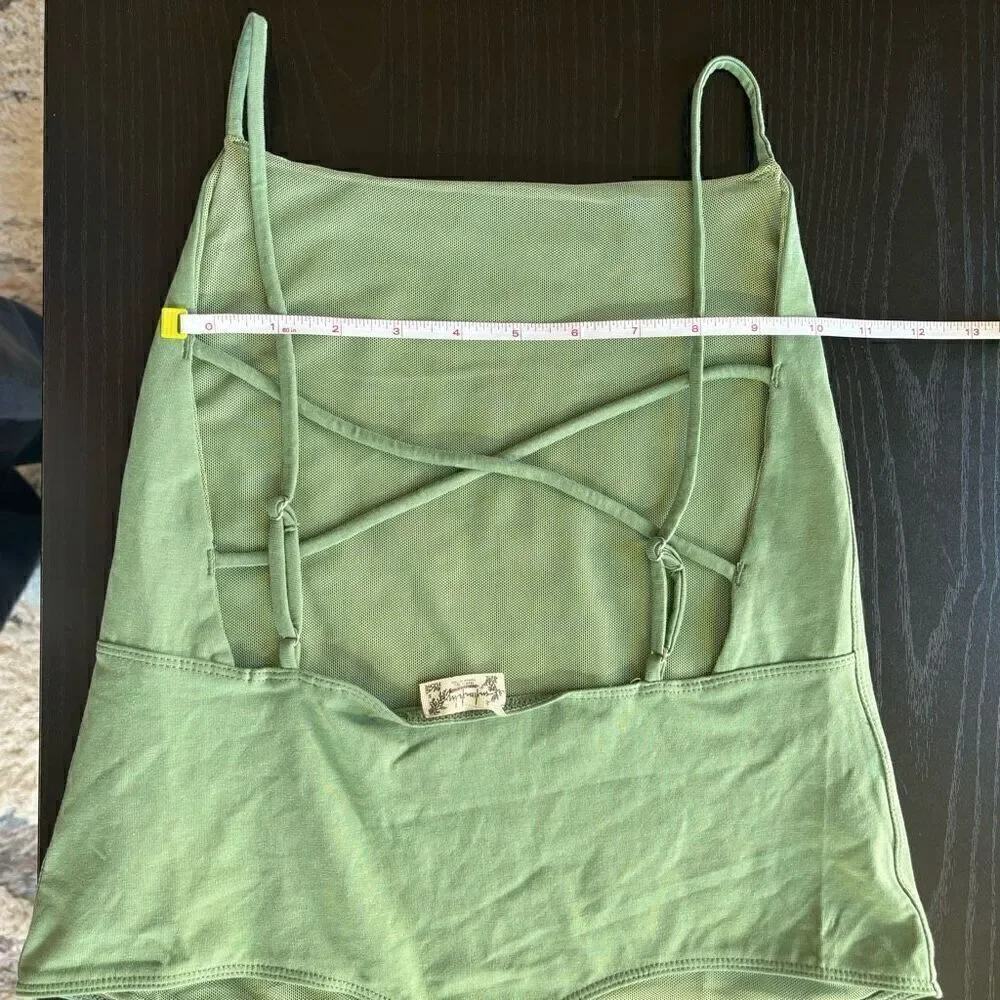 Free people bodysuit square neck green medium new
